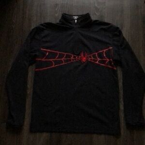 🕷️ SPYDER Men's Quarter Zip Pullover | Retro Spider Web Design | Size M 🕷️
